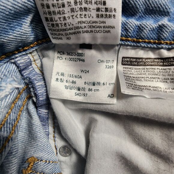 Levi's Orange Tab Slim Leg Light Wash Jeans Frayed Hem Womens Size 24 - Picture 6 of 13